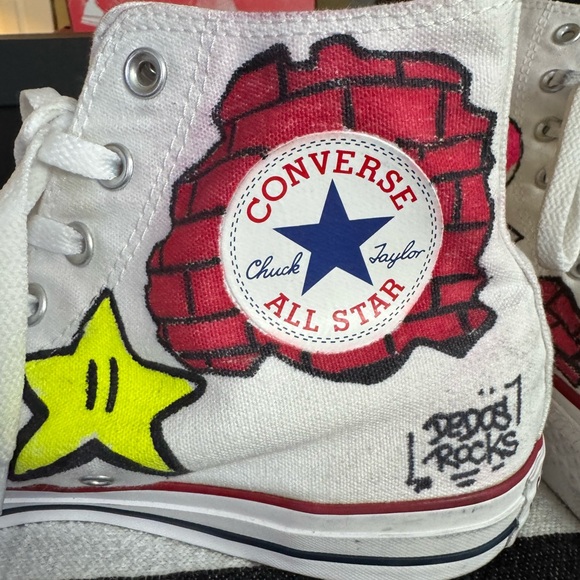 Converse Super Mario High-Top Sneakers size 11 - Artist hand painted! - Picture 2 of 9